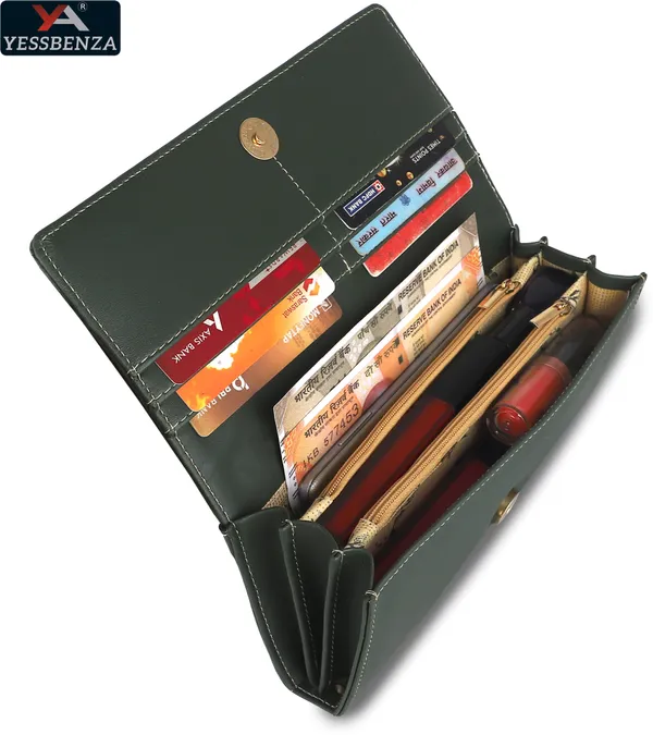 Green_Casual_Women_Clutches_Magnetic_Hand_Wallet'S_Synthetic_Leather_Envolap_Bag