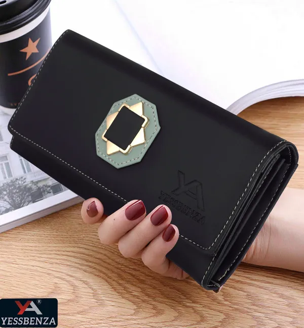 Black_Casual_Party_Formal_Women_Clutches_Mobile_Hand_Wallet'S_Artificial_Leather
