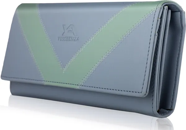 Blue_Synthetic_Leather_Envelope_Closure_Clutch_Purse_Wallet_For_Casual_Parties