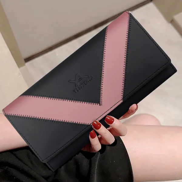 Black_Envelope_Clutch_Wallet_Purse_Casual_Party_Synthetic_Leather