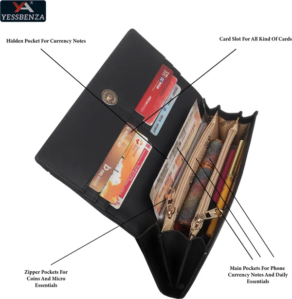 Black_Envelope_Clutch_Wallet_Purse_Casual_Party_Synthetic_Leather