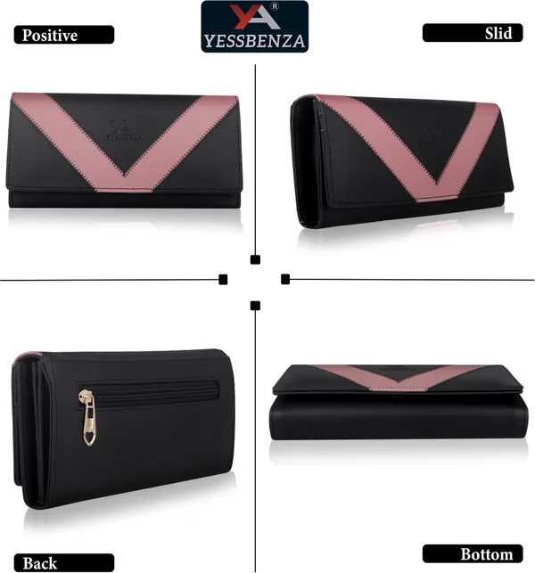 Black_Envelope_Clutch_Wallet_Purse_Casual_Party_Synthetic_Leather