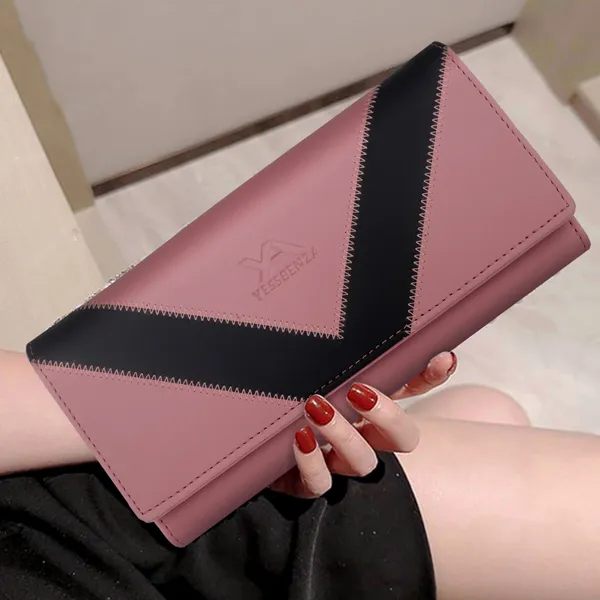 Peach_Envelope_Closure_Hand_Clutch_Purse_Wallet_Casual_Synthetic_Leather
