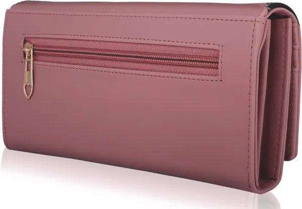 Peach_Envelope_Closure_Hand_Clutch_Purse_Wallet_Casual_Synthetic_Leather