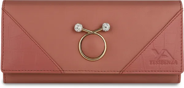 Peach_Croco_Faux-Leather_Polycotton_Fabric_Magnetic_Closure_Flap-Fold_Clutch_Bag_Women'S_Styles