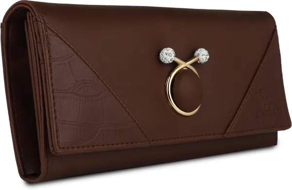 Modern_Brown_Women'S_Clutches_Purses_Synthetic_Croco_Faux-Leather_Magnetichick_Closure