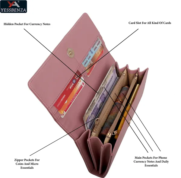 Peach_Synthetic_Envelope_Clutch_Casual_Party_Formal_Sports_Wallet