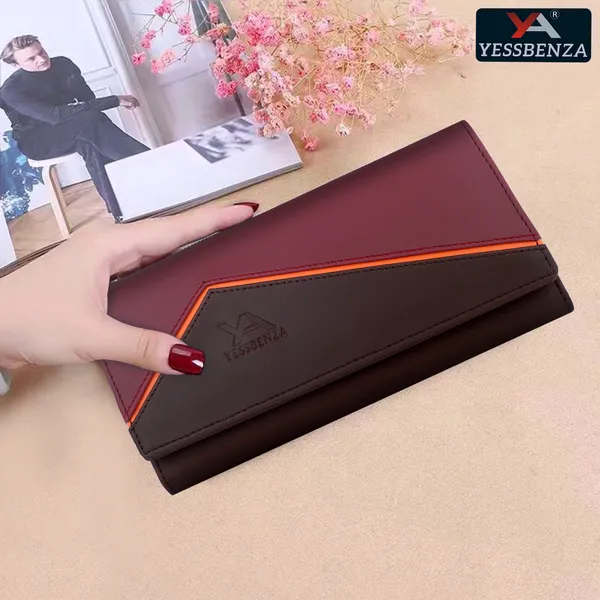 Brown_Synthetic_Leather_Hand_Clutch_Wallet_Purse_For_Casual,_Party,_Formal