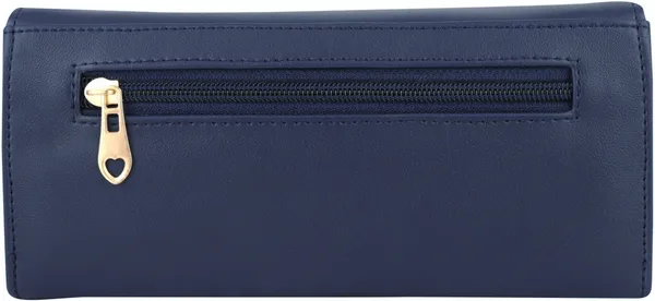 Blue_Leather_Women'S_Cotton_Blend_Magnetic_Closure_Envolap_Clutch_Bag