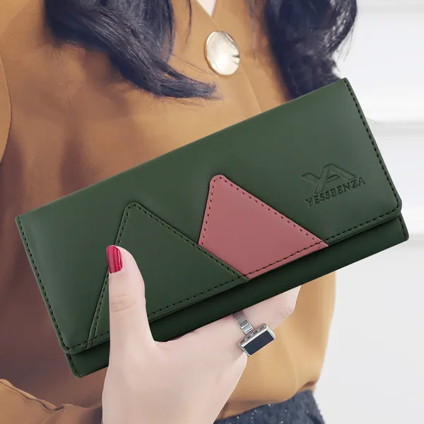 Green_Synthetic_Faux-Leather_Women'S_Hand_Wallet_Mobile_Had_Purses_Casual_Clutch