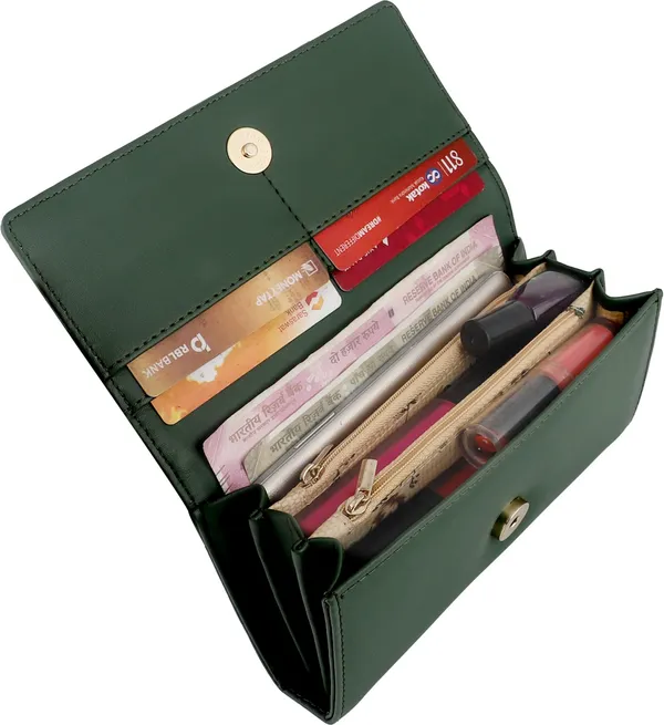 Green_Synthetic_Faux-Leather_Women'S_Hand_Wallet_Mobile_Had_Purses_Casual_Clutch