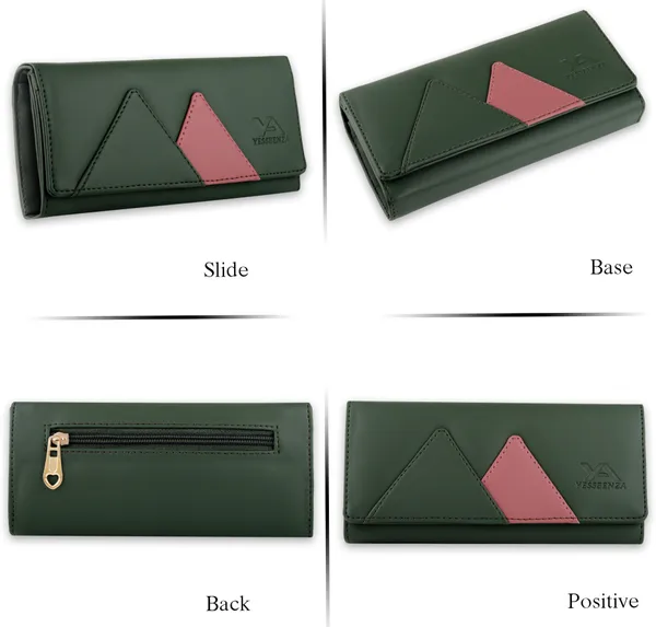 Green_Synthetic_Faux-Leather_Women'S_Hand_Wallet_Mobile_Had_Purses_Casual_Clutch