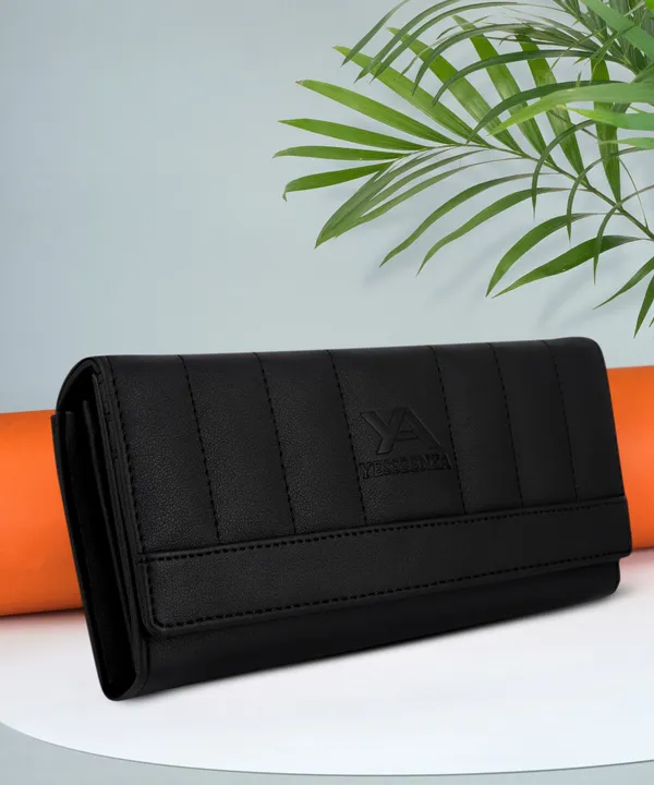 Black_Synthetic_Leather_Women'S_Handclutches_Cum_Handwallets_For_Casual::Party_Wear