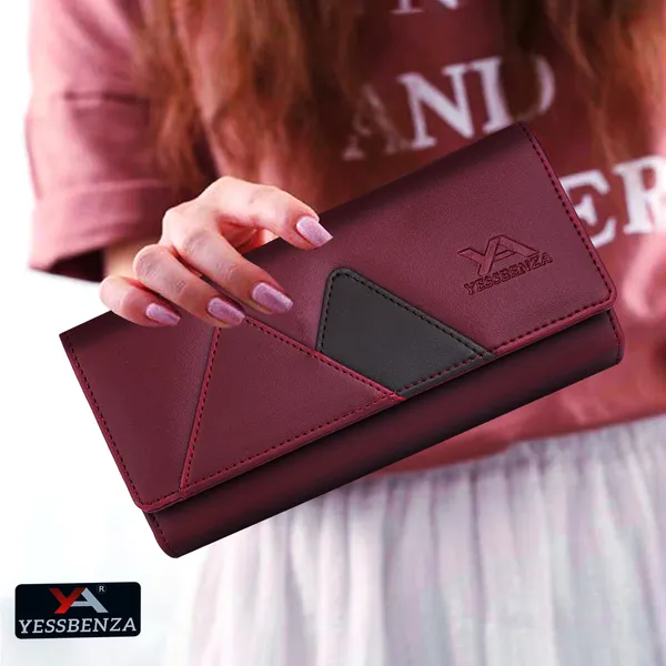 Maroon_Women'S_Synthetic_Leather_Magnetic_Closure_Envelop_Flap-Fold_Clutch_Bag.
