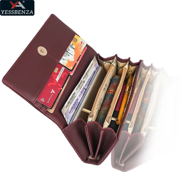 Maroon_Women'S_Synthetic_Leather_Magnetic_Closure_Envelop_Flap-Fold_Clutch_Bag.