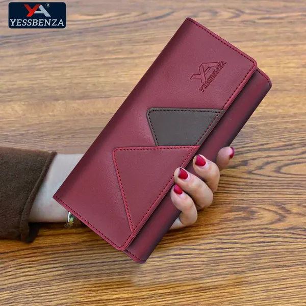 Maroon_Women'S_Synthetic_Leather_Magnetic_Closure_Envelop_Flap-Fold_Clutch_Bag.