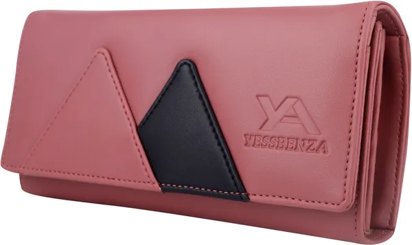Peach_Colorblocked_Faux-Leather_Casual_Clutch_Bag_With_Cotton_Blend_Fabric