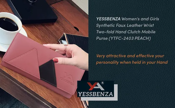 Peach_Colorblocked_Faux-Leather_Casual_Clutch_Bag_With_Cotton_Blend_Fabric