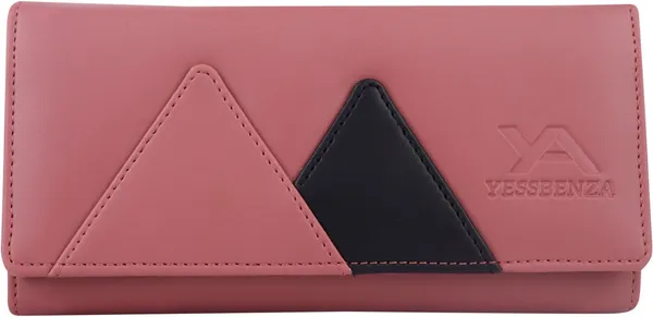 Peach_Colorblocked_Faux-Leather_Casual_Clutch_Bag_With_Cotton_Blend_Fabric