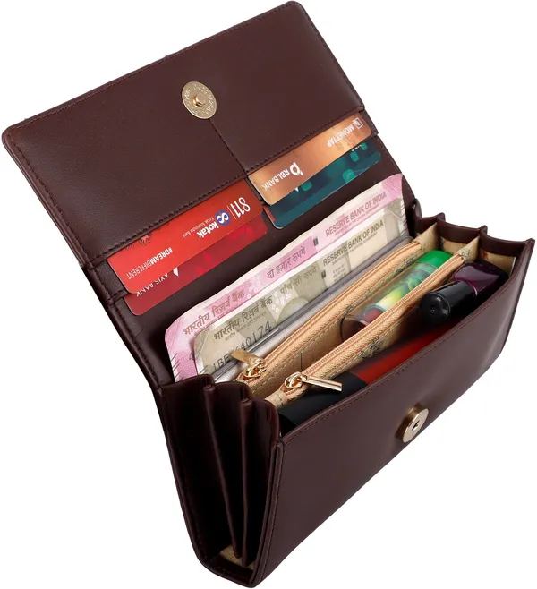 Brown_Synthetic_Cotton_Blend_Fabric_Hand_Clutch_Wallet_Purse_Casual