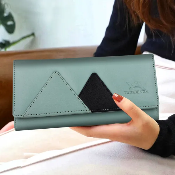Light_Green_Artificial_Leather_Wallet_For_Women_And_Girls