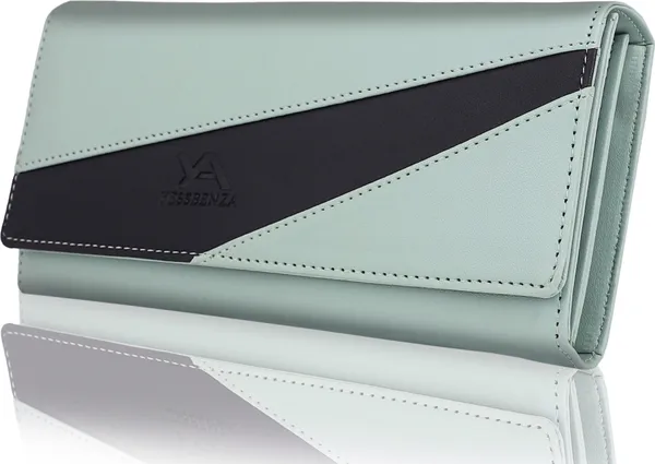 Light_Green_Casual_Artificial_Leather_Envelap_Closure_Clutch_Bag:_Colorblocked