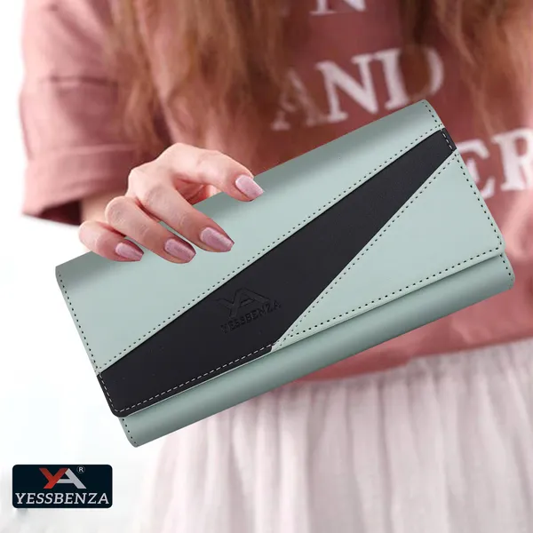 Light_Green_Casual_Artificial_Leather_Envelap_Closure_Clutch_Bag:_Colorblocked