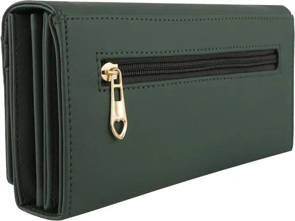 Green_Faux-Leather_Women'S_Clutch_Wallet_With_Magnetic_Closure