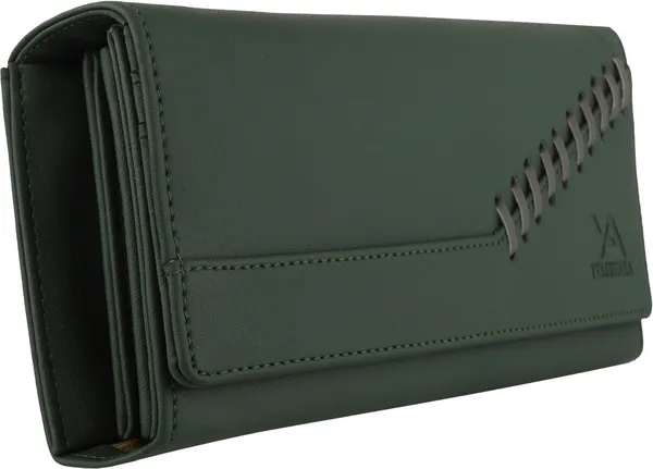 Green_Faux-Leather_Women'S_Clutch_Wallet_With_Magnetic_Closure