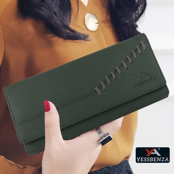 Green_Faux-Leather_Women'S_Clutch_Wallet_With_Magnetic_Closure