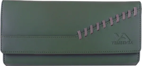 Green_Faux-Leather_Women'S_Clutch_Wallet_With_Magnetic_Closure