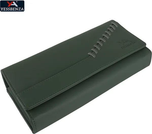 Green_Faux-Leather_Women'S_Clutch_Wallet_With_Magnetic_Closure