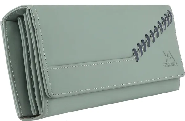 Light_Green_Faux-Leather_Women'S_And_Girls_Clutch_Wallet_Purse_Magnetic