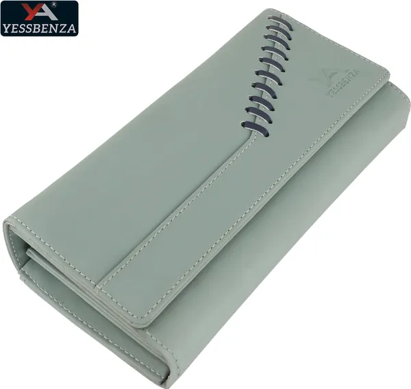 Light_Green_Faux-Leather_Women'S_And_Girls_Clutch_Wallet_Purse_Magnetic