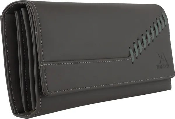 Grey_Faux-Leather_Clutch_Wallet_Purse_For_Women_And_Girls_Casual