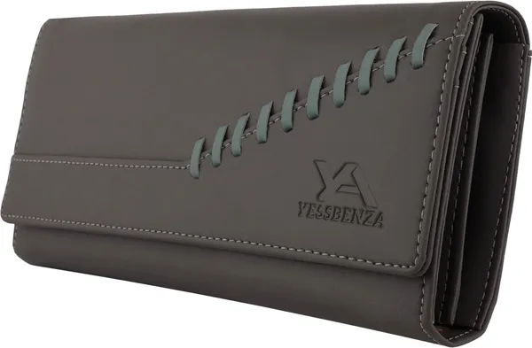 Grey_Faux-Leather_Clutch_Wallet_Purse_For_Women_And_Girls_Casual