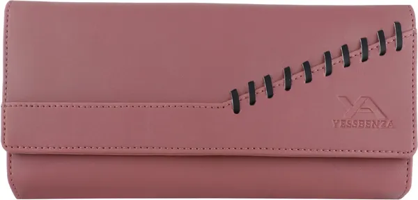 Peach_Faux-Leather_Magnetic_Closure_Clutch_Wallet_Purse_For_Women'S_And_Girls