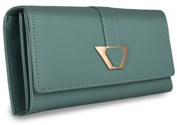 Light_Green_Women'S_Synthetic_Leather_Magnetic_Closure_Clutch_Bag
