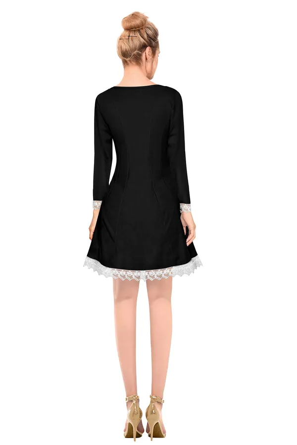 Black_Polyster_Knitting_Dress_for_Women