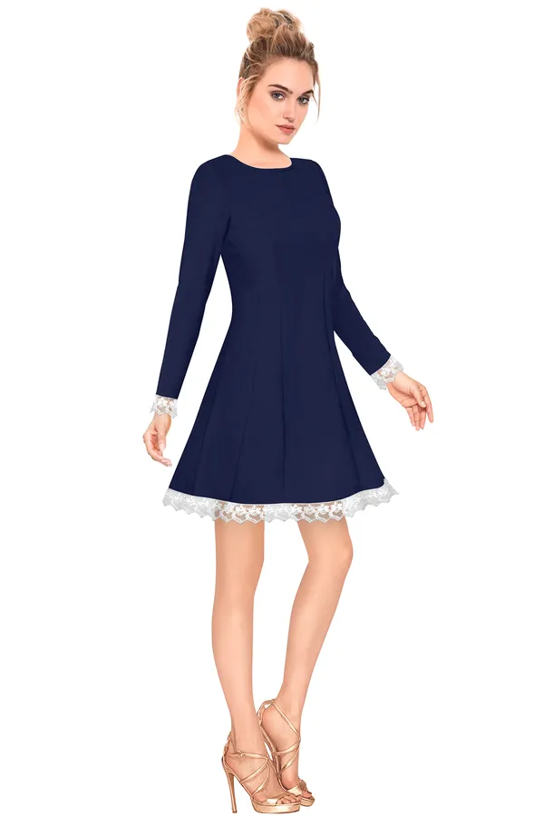 Blue_Polyster_Knitting_Dress_for_Women