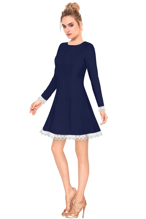 Blue_Polyster_Knitting_Dress_for_Women