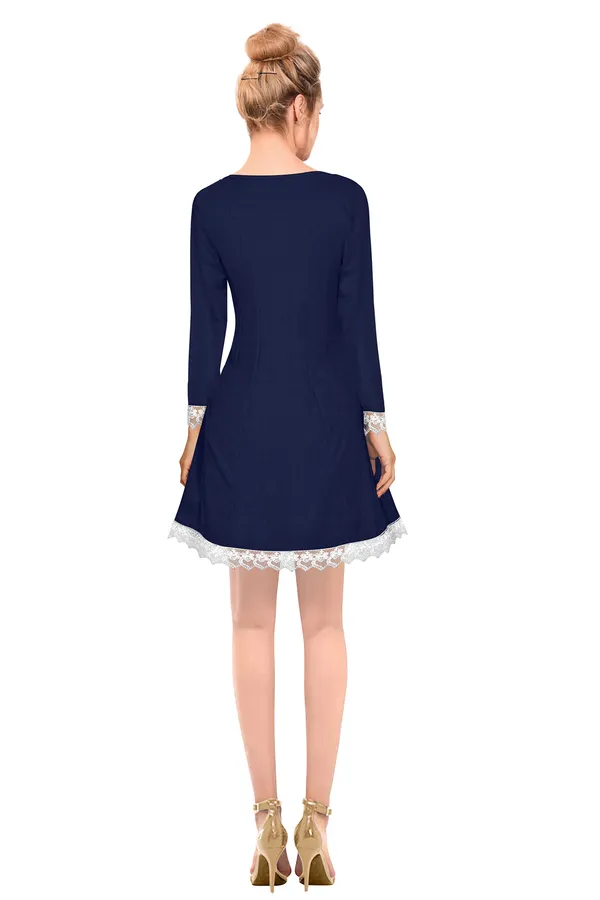 Blue_Polyster_Knitting_Dress_for_Women