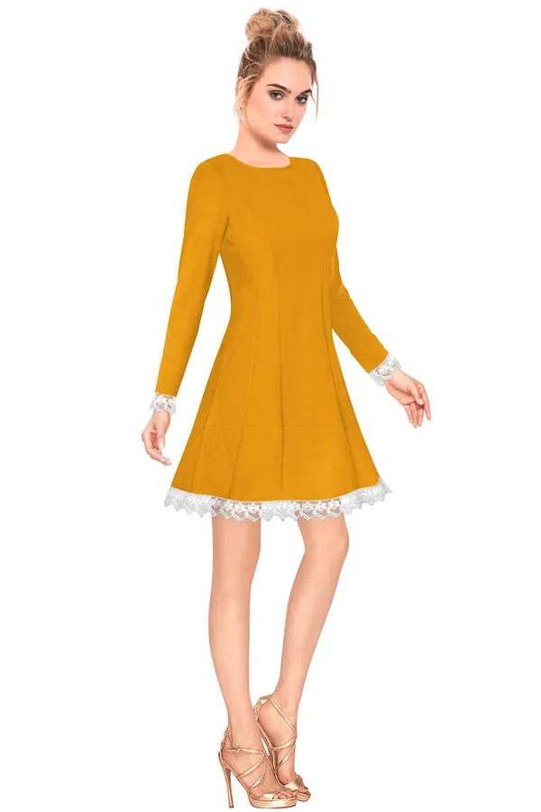 Yellow_Polyster_Knitting_Dress_for_Women