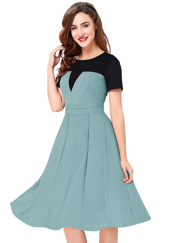 Red__Stretchable_Knitting_Dress_for_Women
