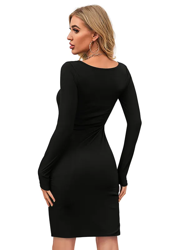 Peach__Stretchable_Knitting_Dress_for_Women