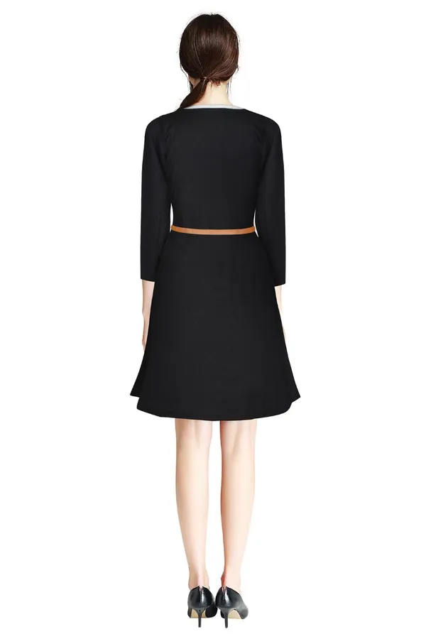 Black_Polyster_Knitting_Dress_for_Women