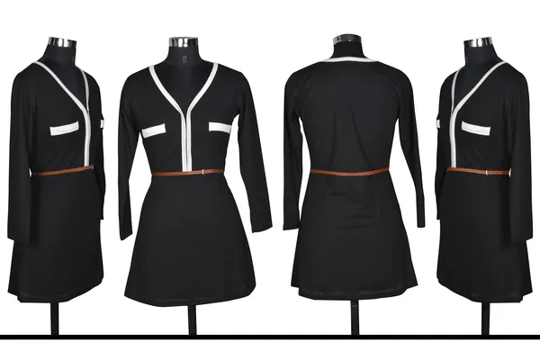 Black_Polyster_Knitting_Dress_for_Women