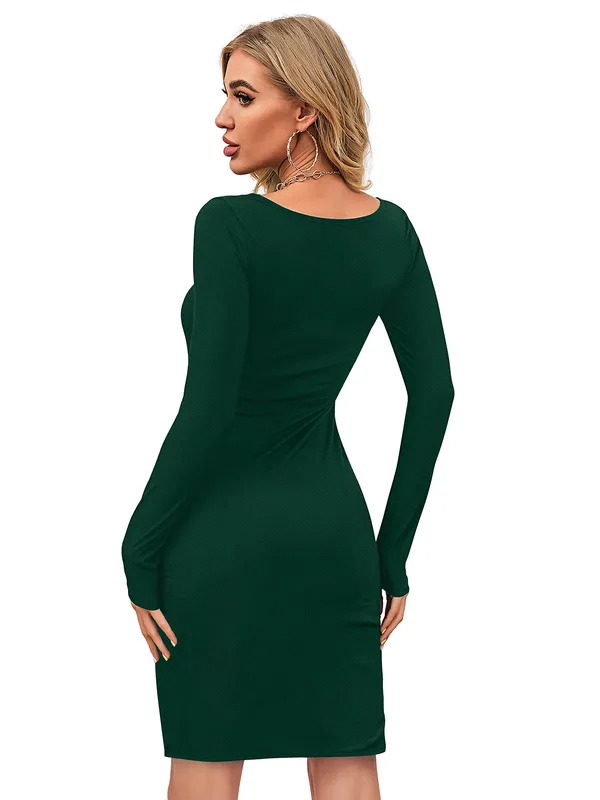 Maroon__Stretchable_Knitting_Dress_for_Women