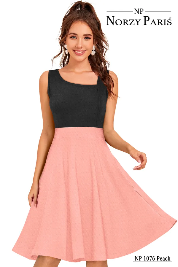 Peach__Stretchable_Knitting_Dress_for_Women