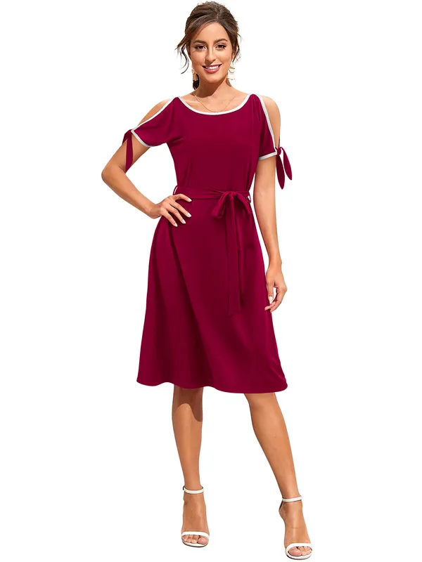 Peach__Stretchable_Knitting_Dress_for_Women